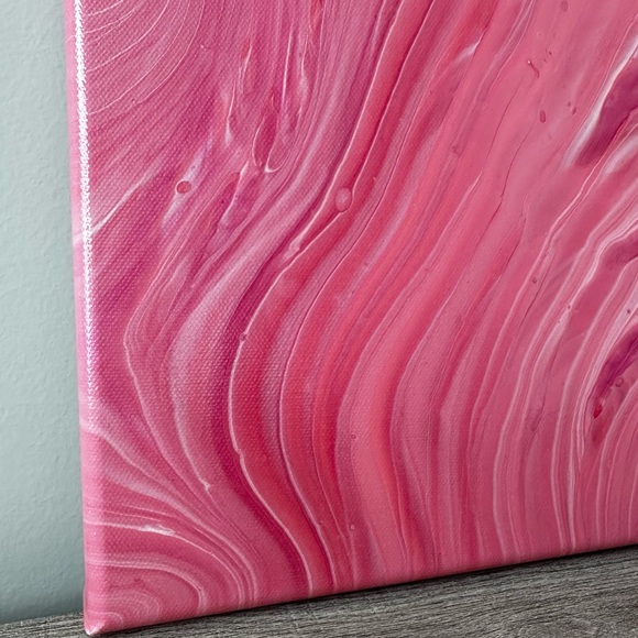 9x12 Painting Abstract Acrylic Fluid Pour Art on gallery wrapped Canvas pink - Picture 6 of 15